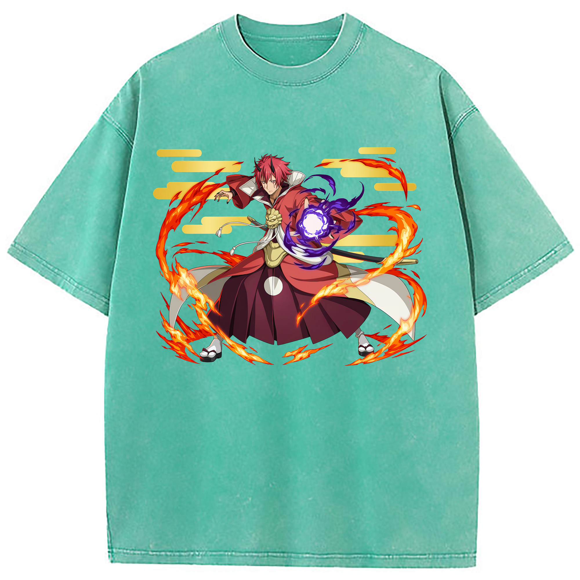 （画像用） 転スラ Regarding Reincarnated to Slime 綿100% ヴィンテージ風 半袖Tシャツ（フロントプリント）